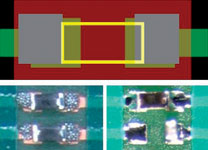 Figure 3. Print offset and grab influence on tombstone, Sn63 solder